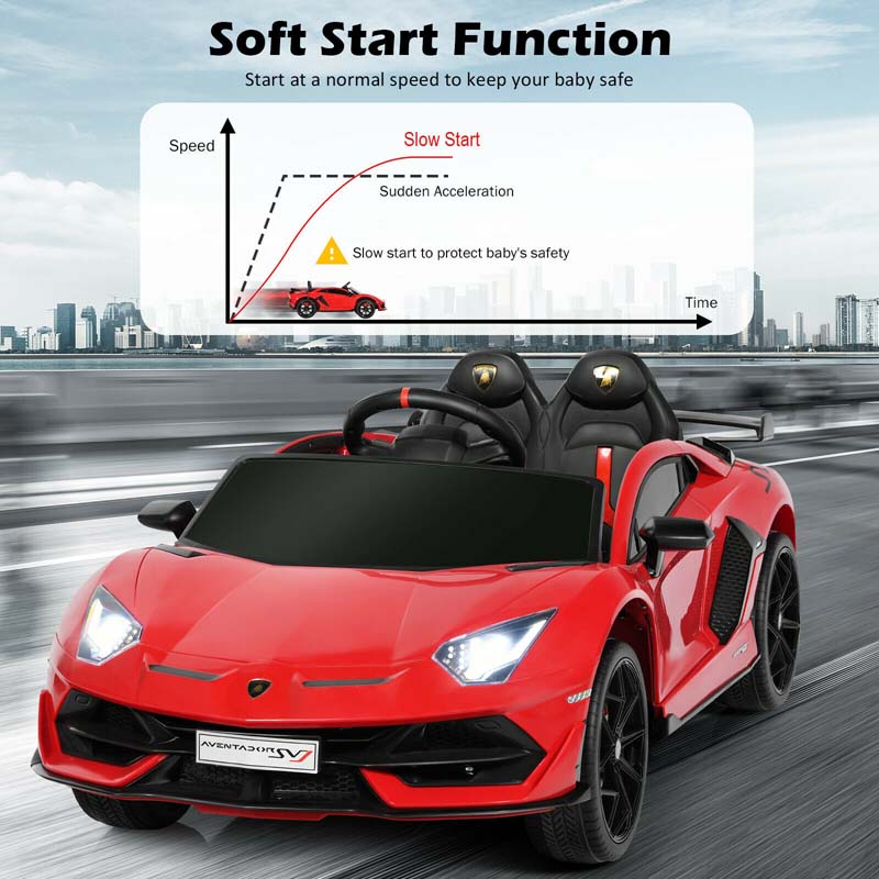 Licensed Lamborghini SVJ Kids Ride-On Car, 12V Battery Powered - Red, White, Black, Green Or Pink