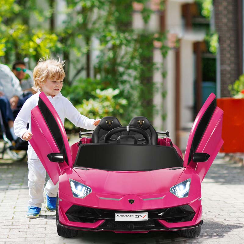 Licensed Lamborghini SVJ Kids Ride-On Car, 12V Battery Powered - Red, White, Black, Green Or Pink