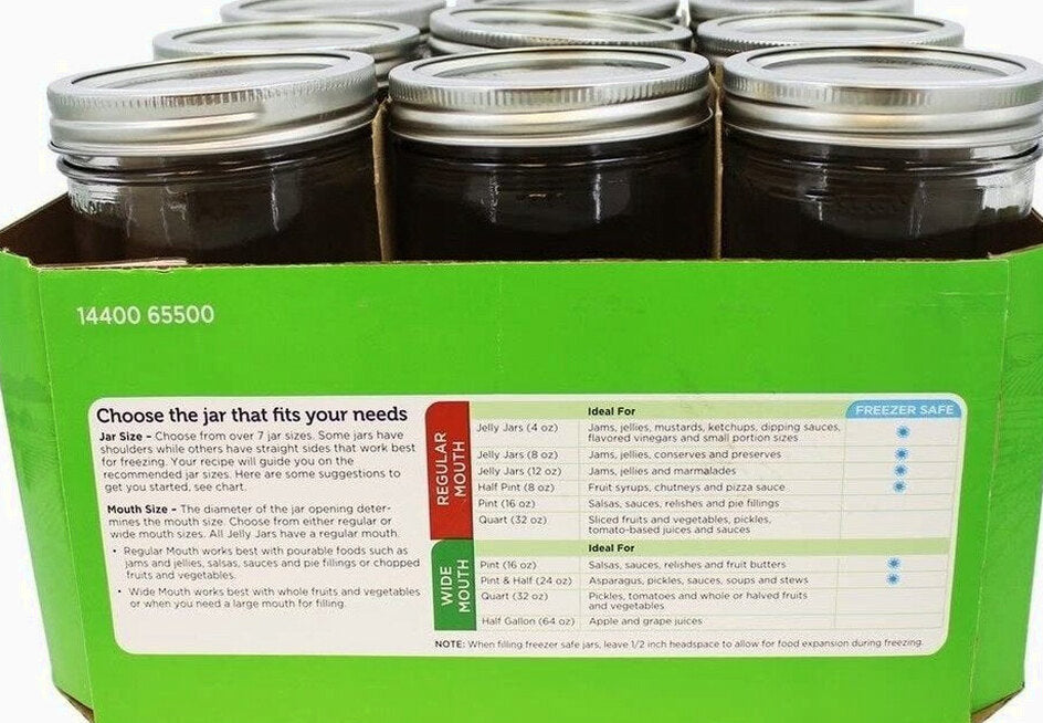 Ball Wide Mouth Glass Mason Canning Jars With Lids, 24 Oz, 9 Pack