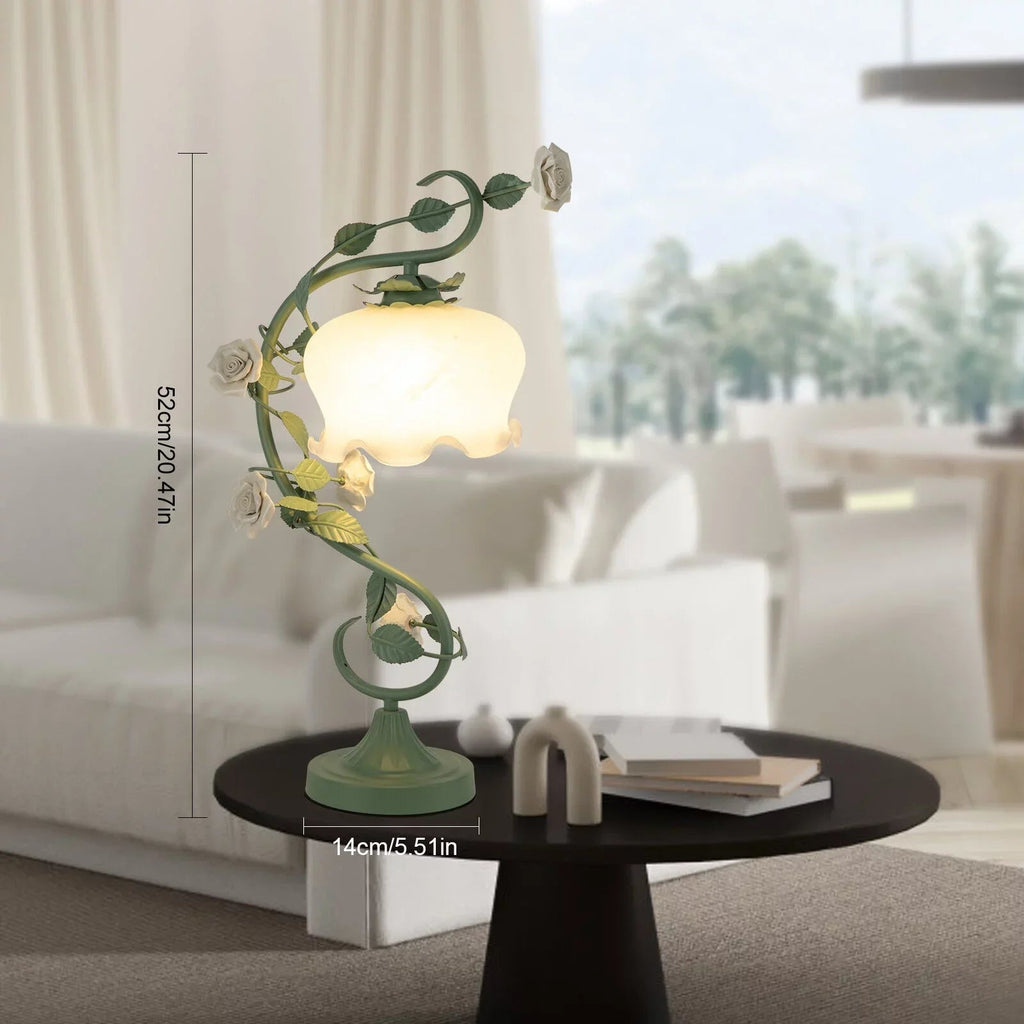 Rose Flower Table Lamp, Green, 60W Max