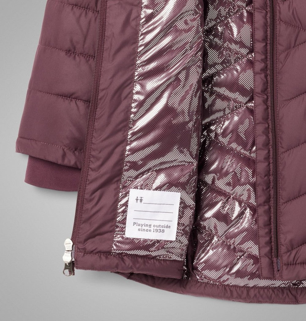 Girls' Long Insulated Hooded Jacket - Wine