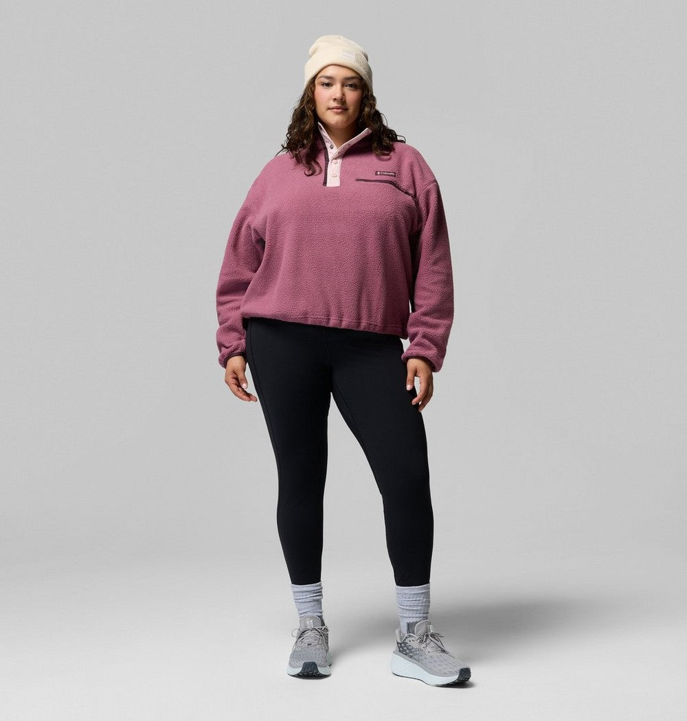 Women's Plus Cropped Sherpa Half-Snap Pullover - Tan