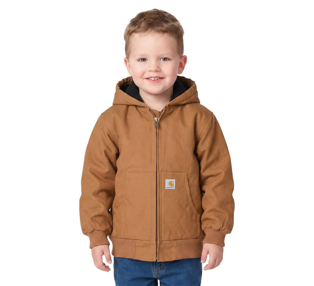 Baby Boys' Insulated Canvas Hooded Jacket - Brown