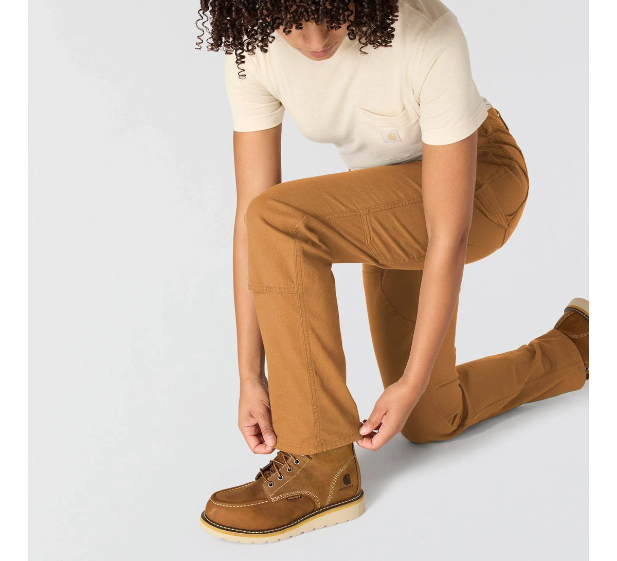 Women's Stretch Canvas Double-Knee Work Pants - Brown