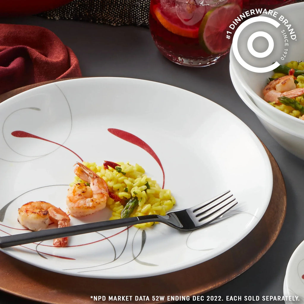 10.5-Inch Glass Dinner Plates, Set of 6 - Red Gray