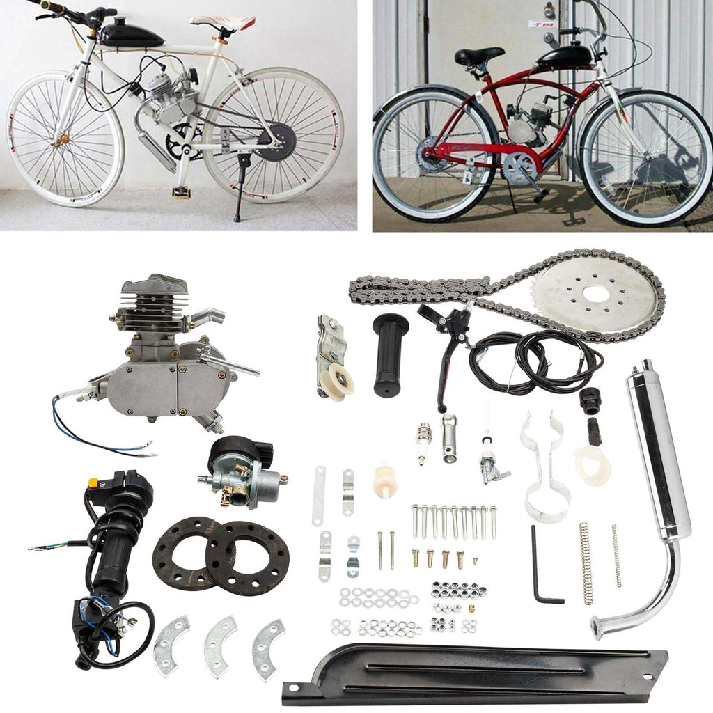 Zimtown 80cc 2-Stroke Engine Bike Motor Kit For 26in Bicycles, Silver White