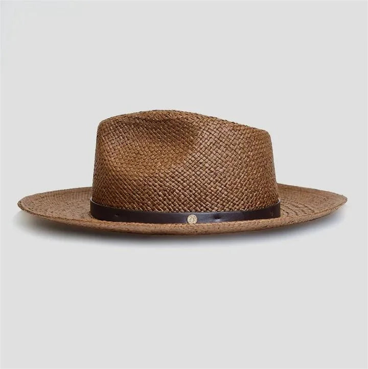 Geoffery Straw Fedora Hat - Toffee