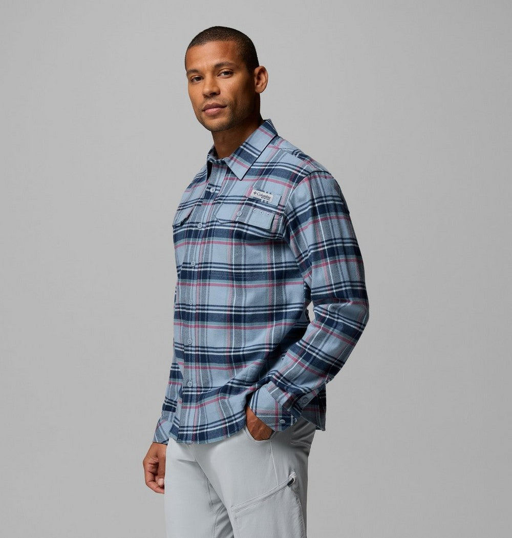 Men's Stretch Cotton Fishing Flannel Shirt - Blue