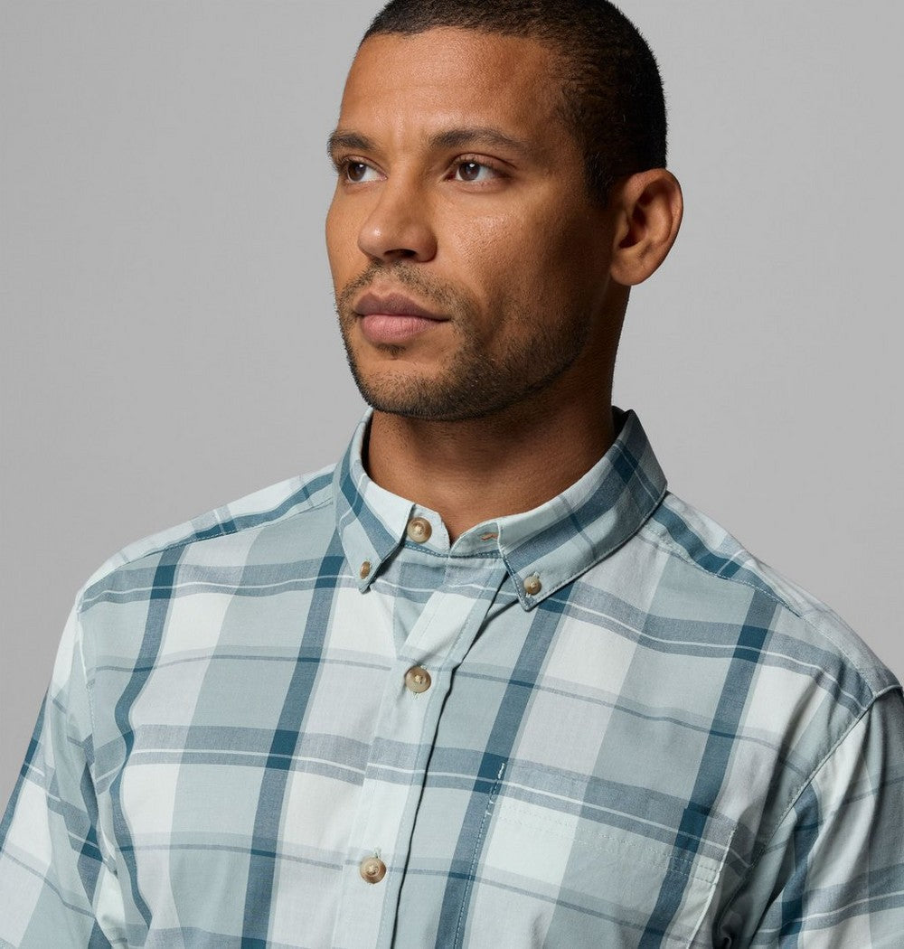 Men's Stretch Short Sleeve Plaid Shirt - Navy