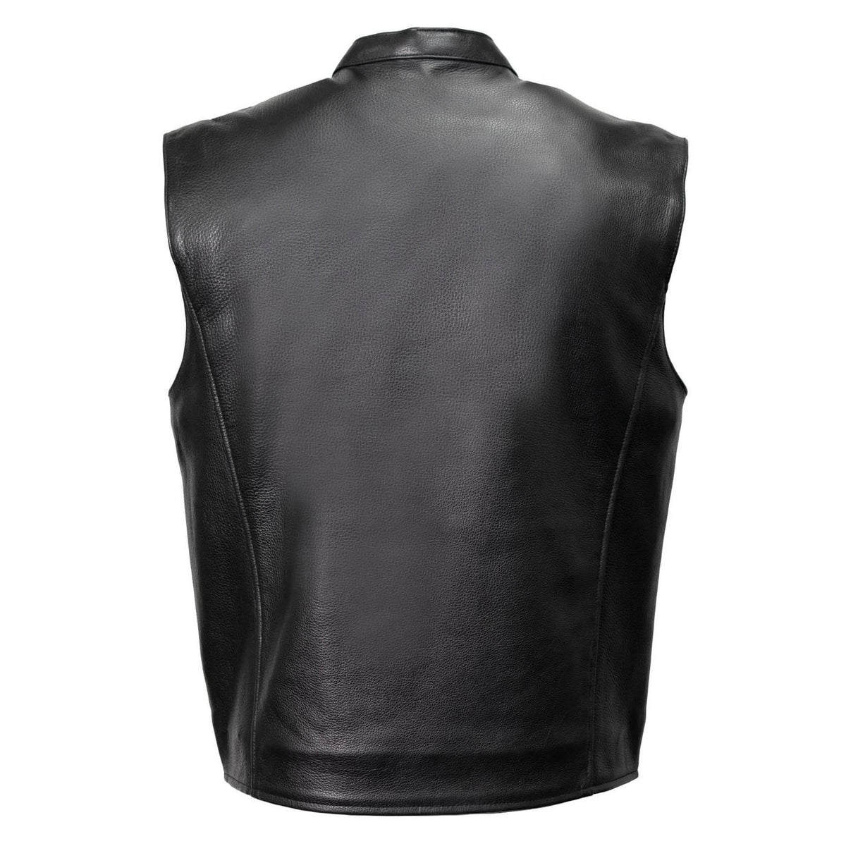 Men's Naked Cowhide Motorcycle Vest - Black