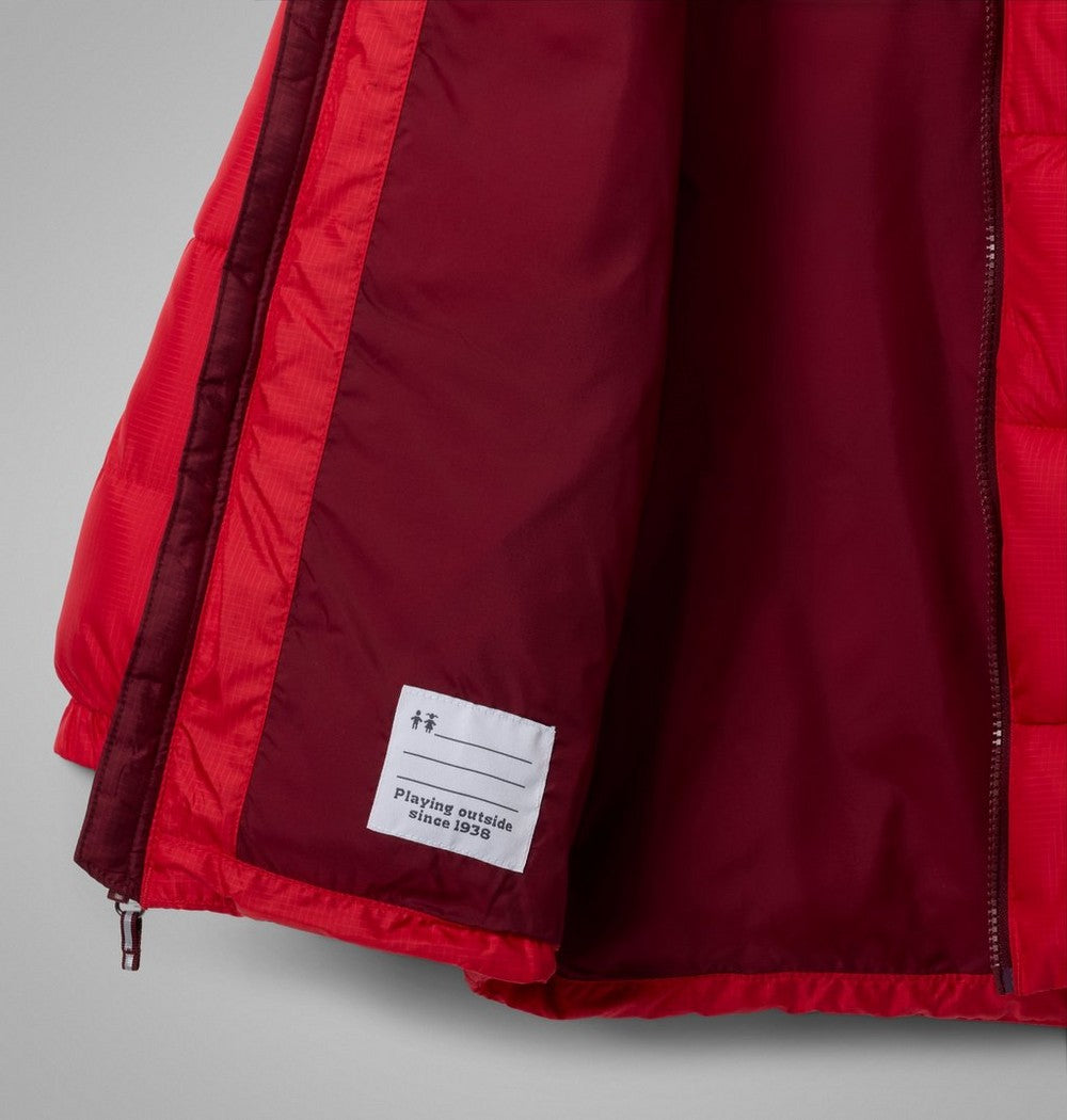 Kids' Hooded Insulated Puffer Jacket - Red Black