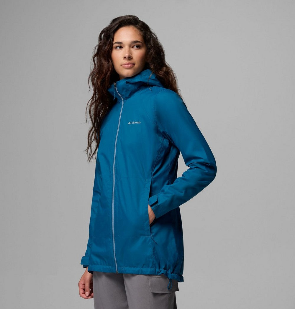 Women's Lined Long Rain Jacket - Blue