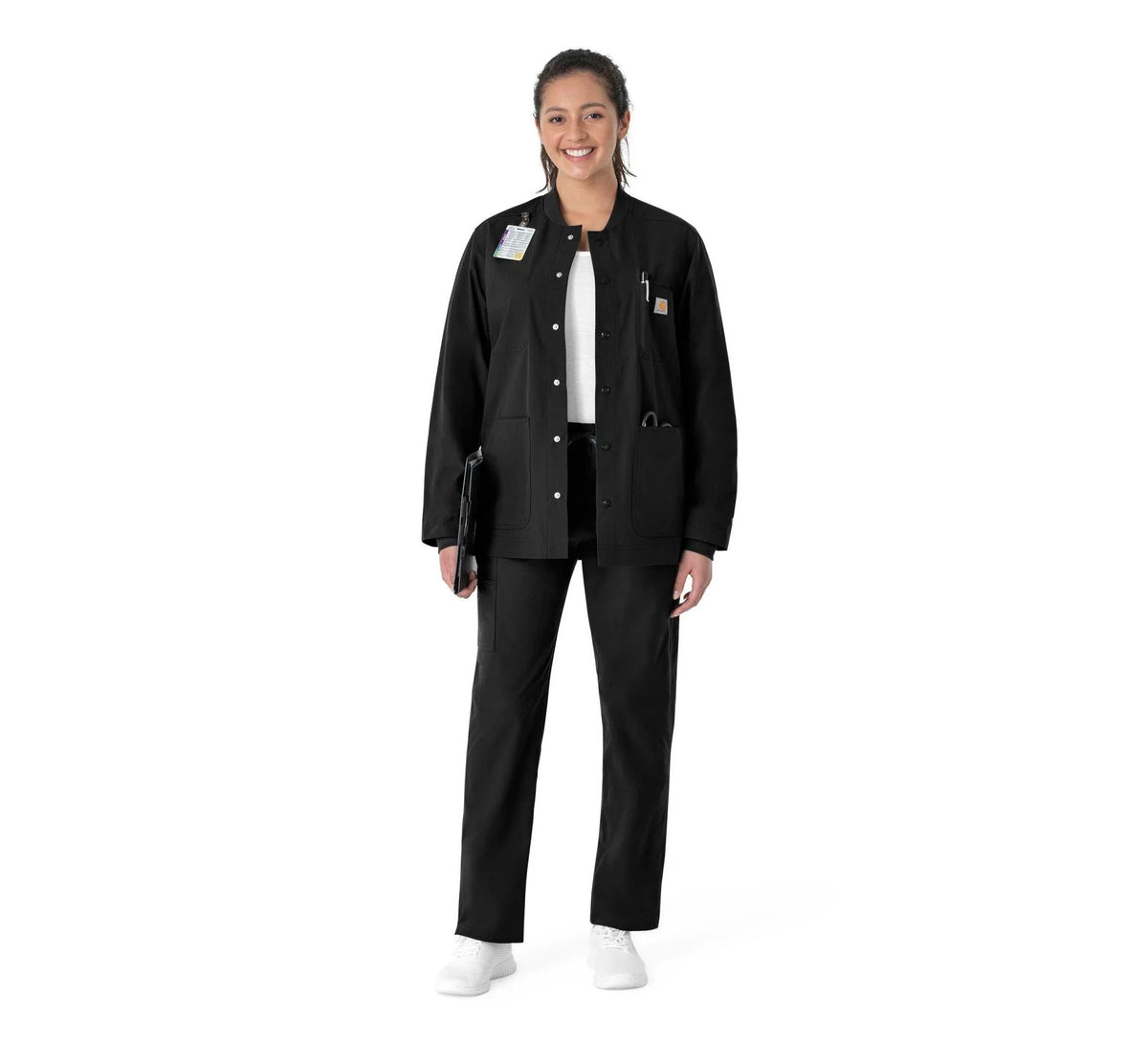 Unisex Ripstop Snap-Front Chore Coat - Black