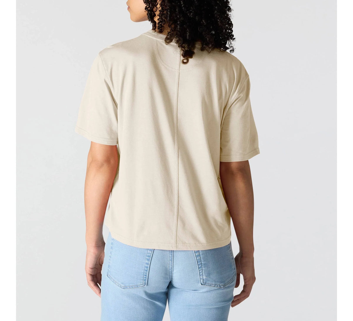 Women's Loose Lyocell Blend Pocket T-Shirt - Pink