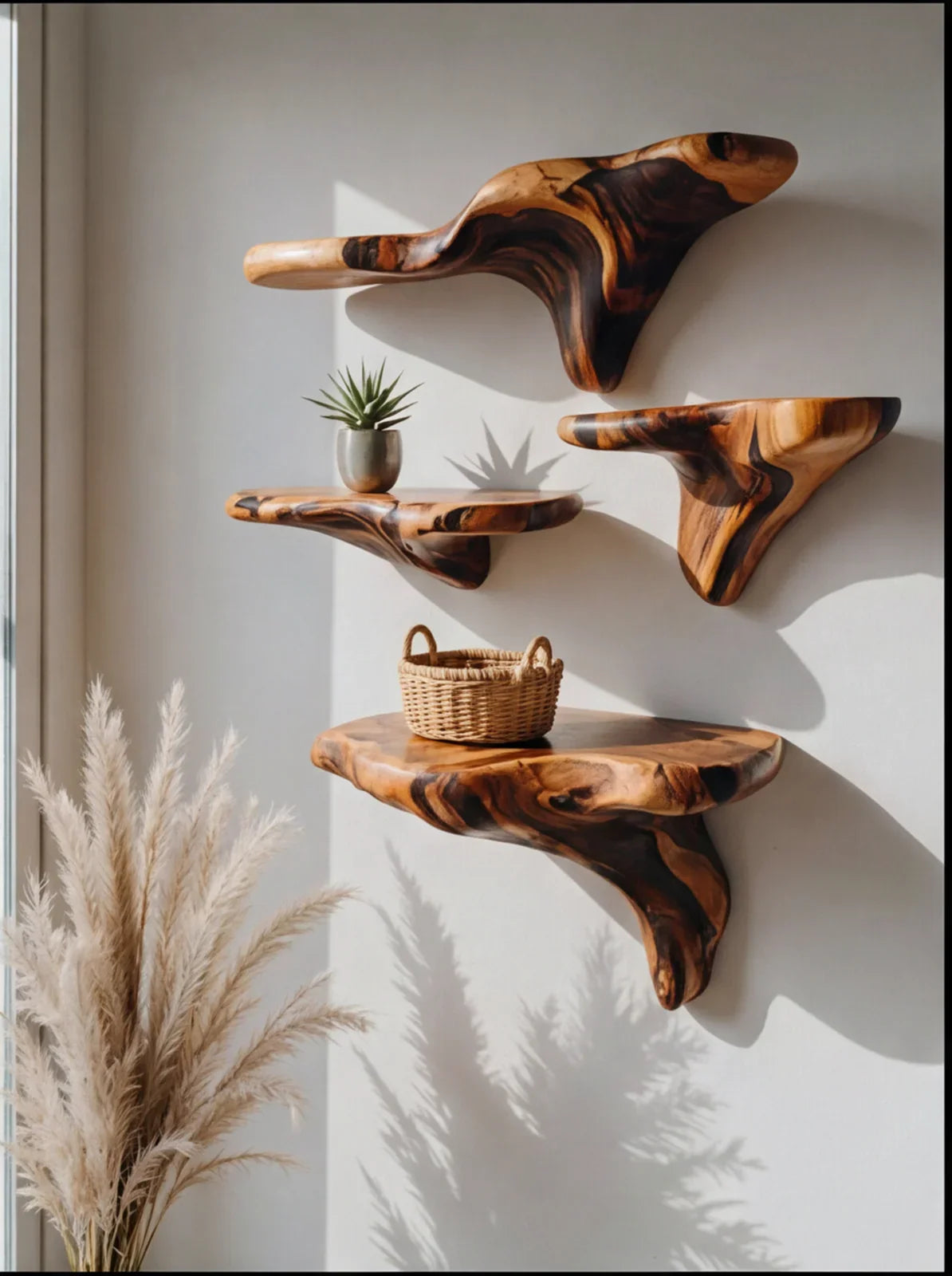 Scorched Live Edge Mushroom Floating Shelf