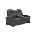 Ashley Gray Power Reclining Loveseat With Console, 71.75in W x 39in D x 44in H - Hyllmont