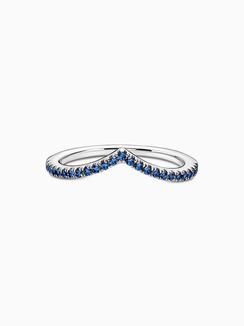 Sterling Silver Blue Wishbone Ring