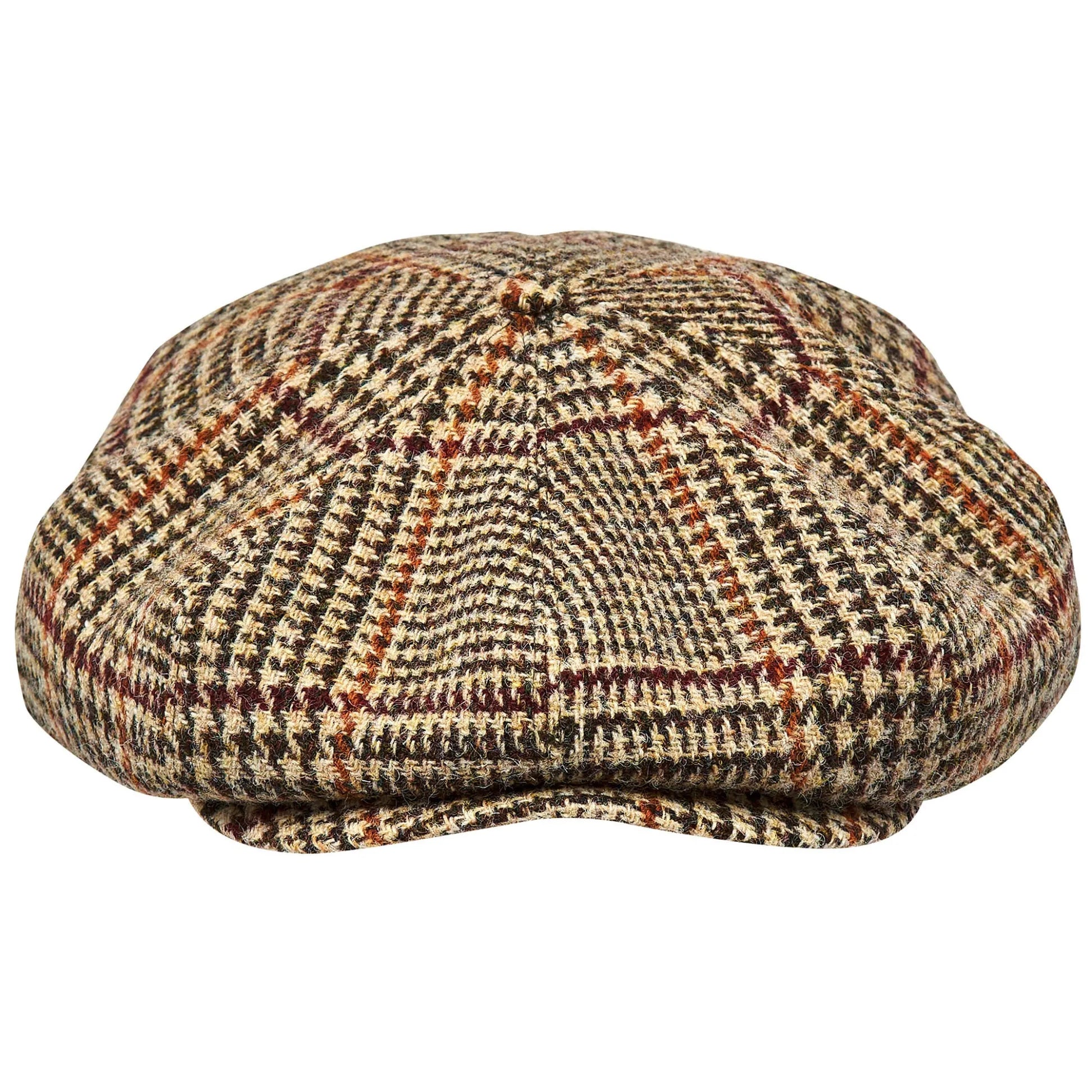 Birmingham Genuine Scottish Herringbone Tweed 8 Panels Man Cap Wool Large Crown Beige