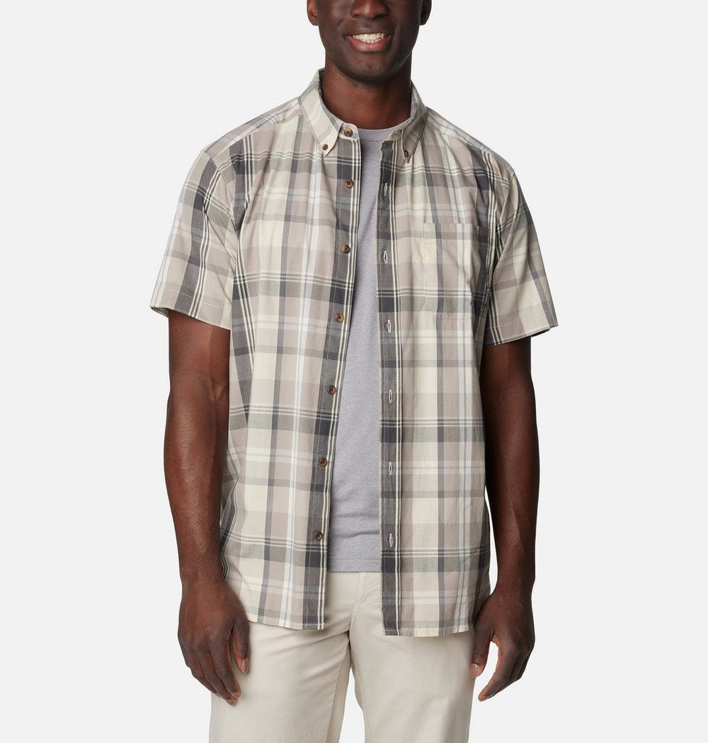 Men's Stretch Short Sleeve Plaid Shirt - Navy