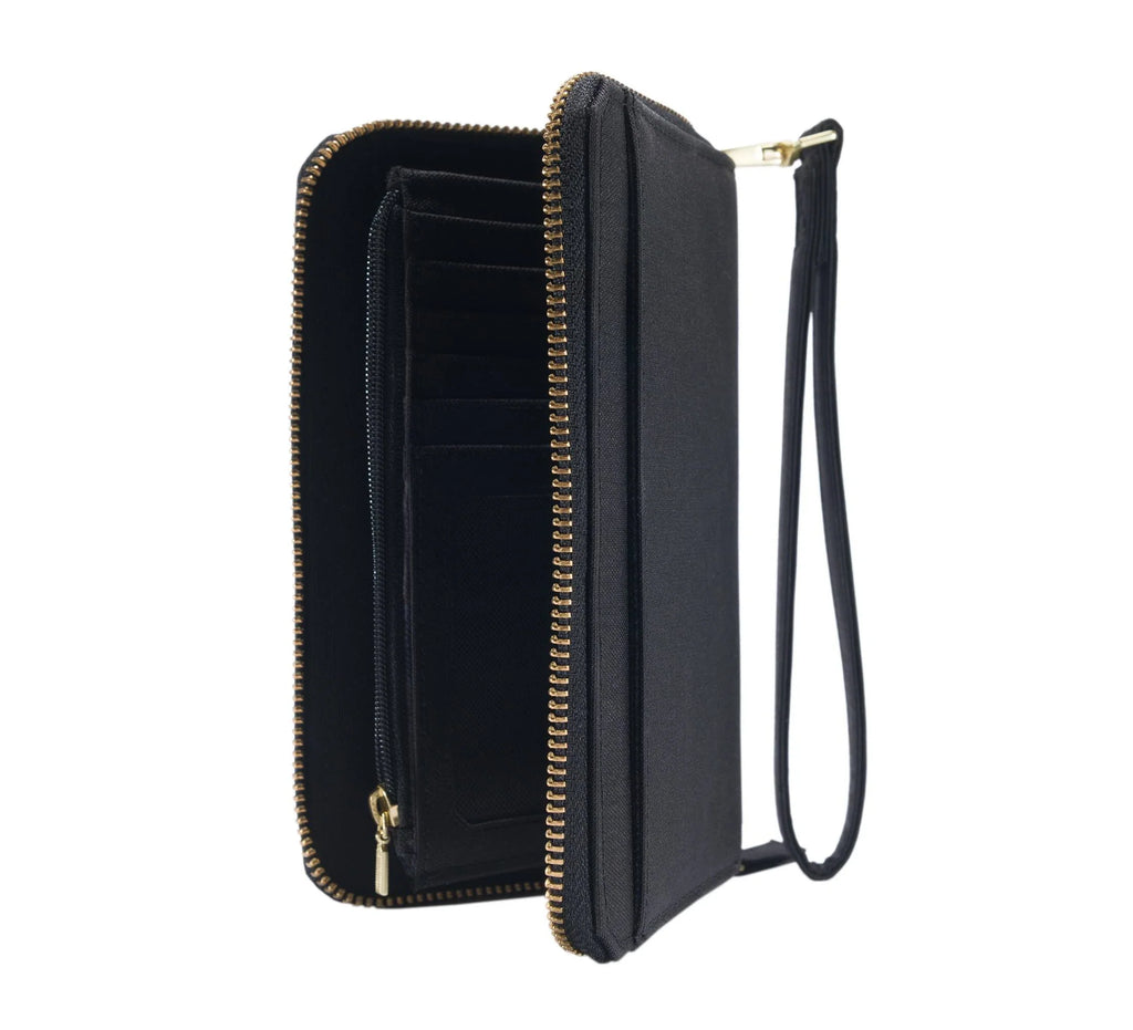 Water-Resistant Zip Clutch Wallet - Brown