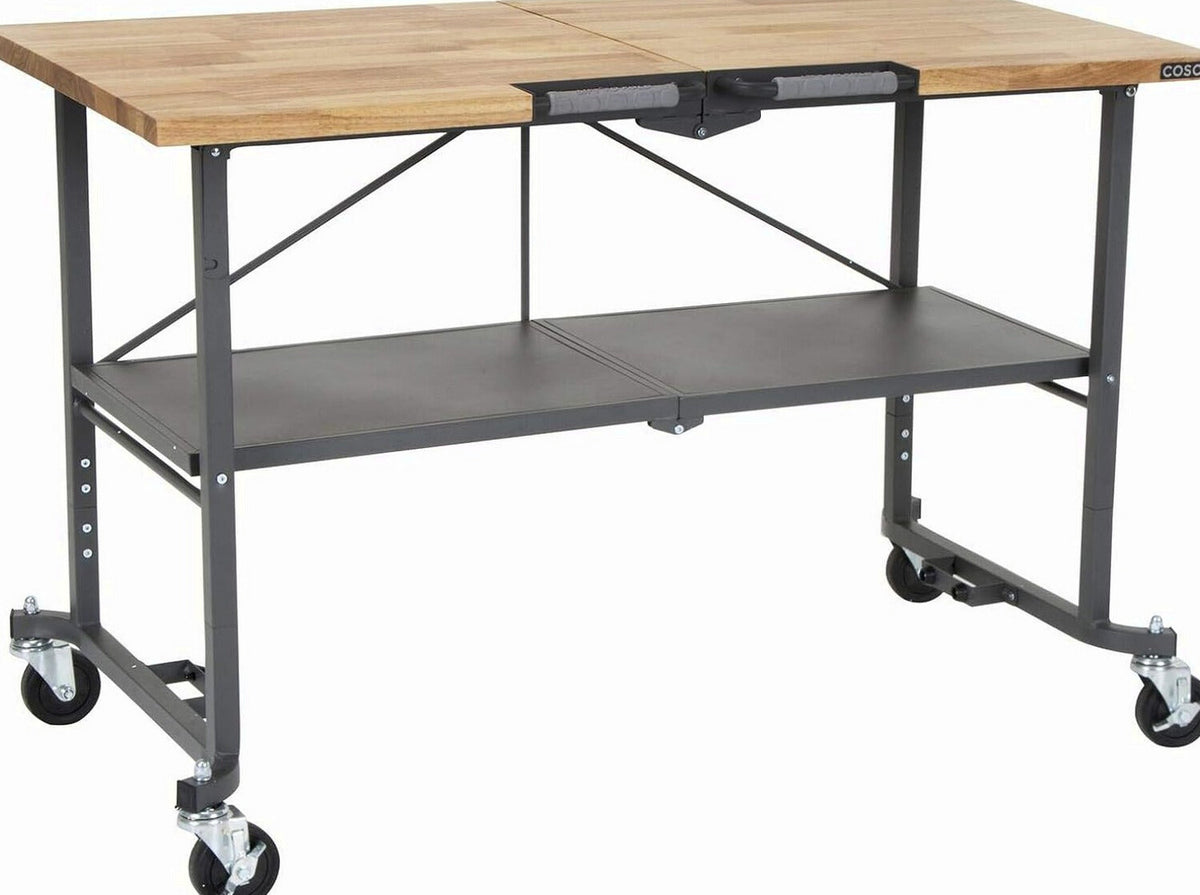 COSCO SmartFold Butcher Block Workbench, 700 lb Capacity, Pine - 66765DKG1E