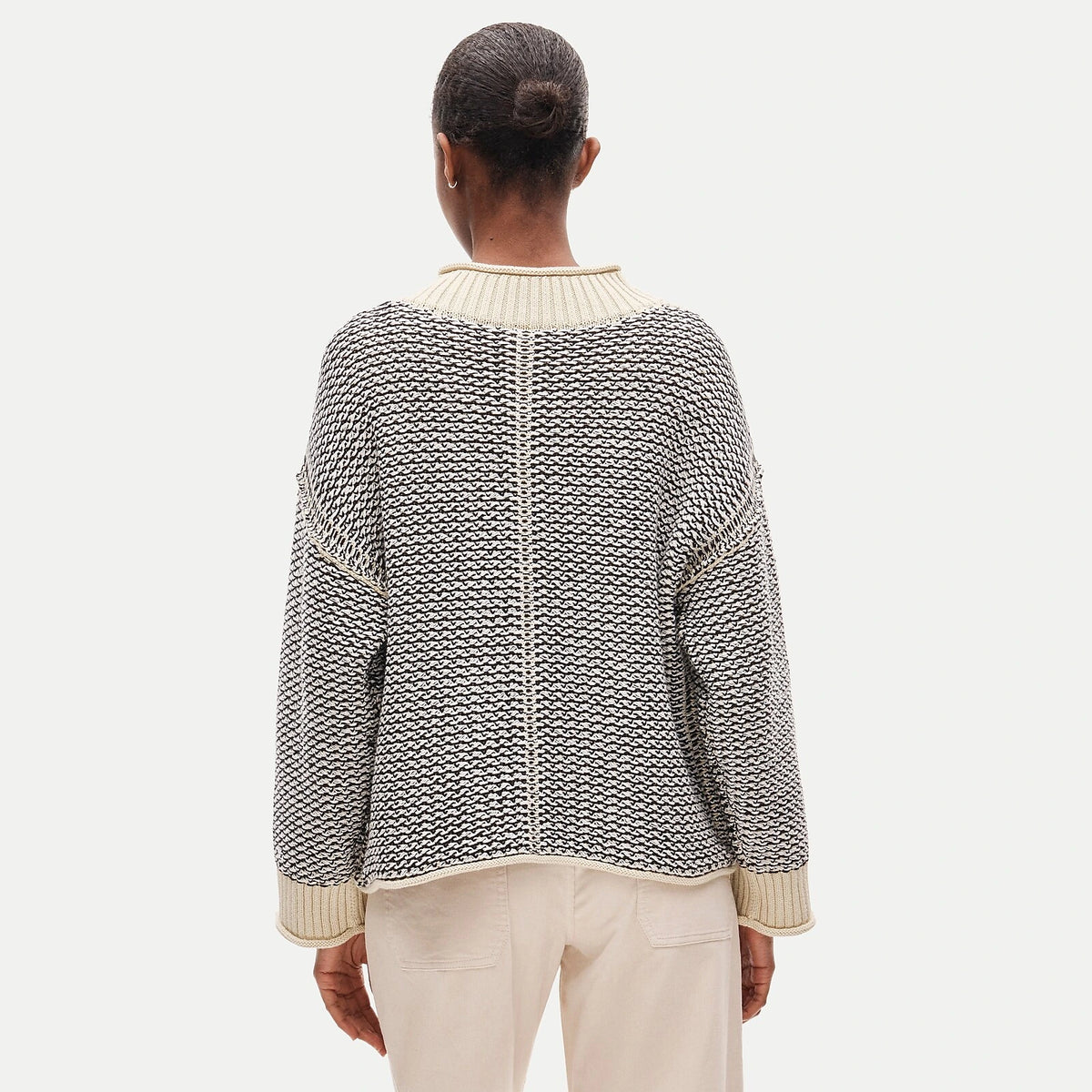Reversible Cotton Tweed-Stitch Sweater - Blue
