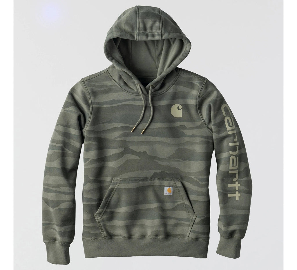 Women's Landscape Print Pullover Hoodie - Olive