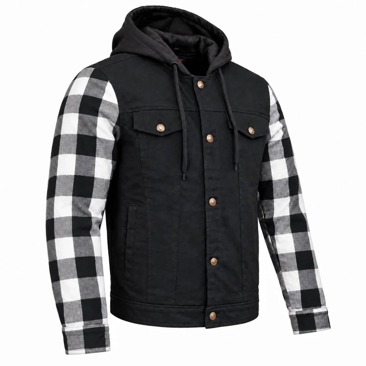 Men's Armored Denim Hooded Motorcycle Jacket