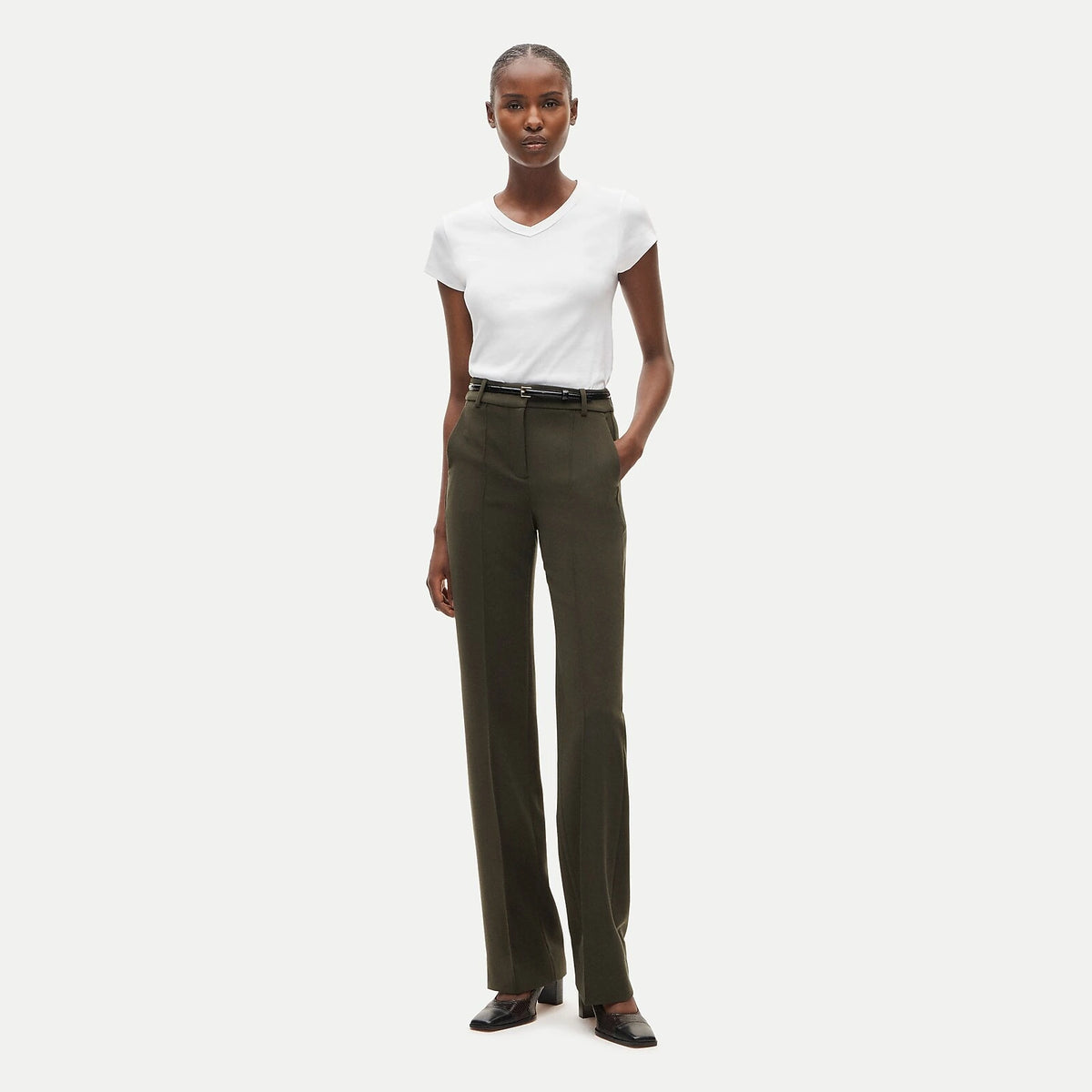 Women's High-Rise Flared Stretch Pants - Gray