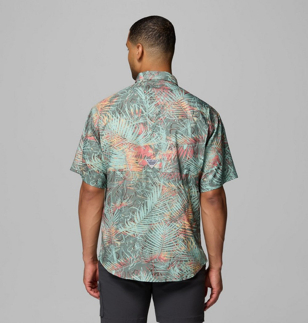 Men's Vented Short-Sleeve Fishing Shirt - Green Gingham