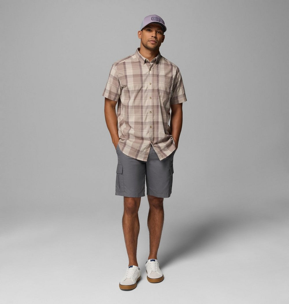 Men's Stretch Short Sleeve Plaid Shirt - Navy