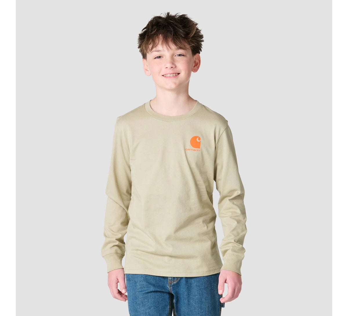 Boys' Long-Sleeve Skull Graphic T-Shirt - Tan