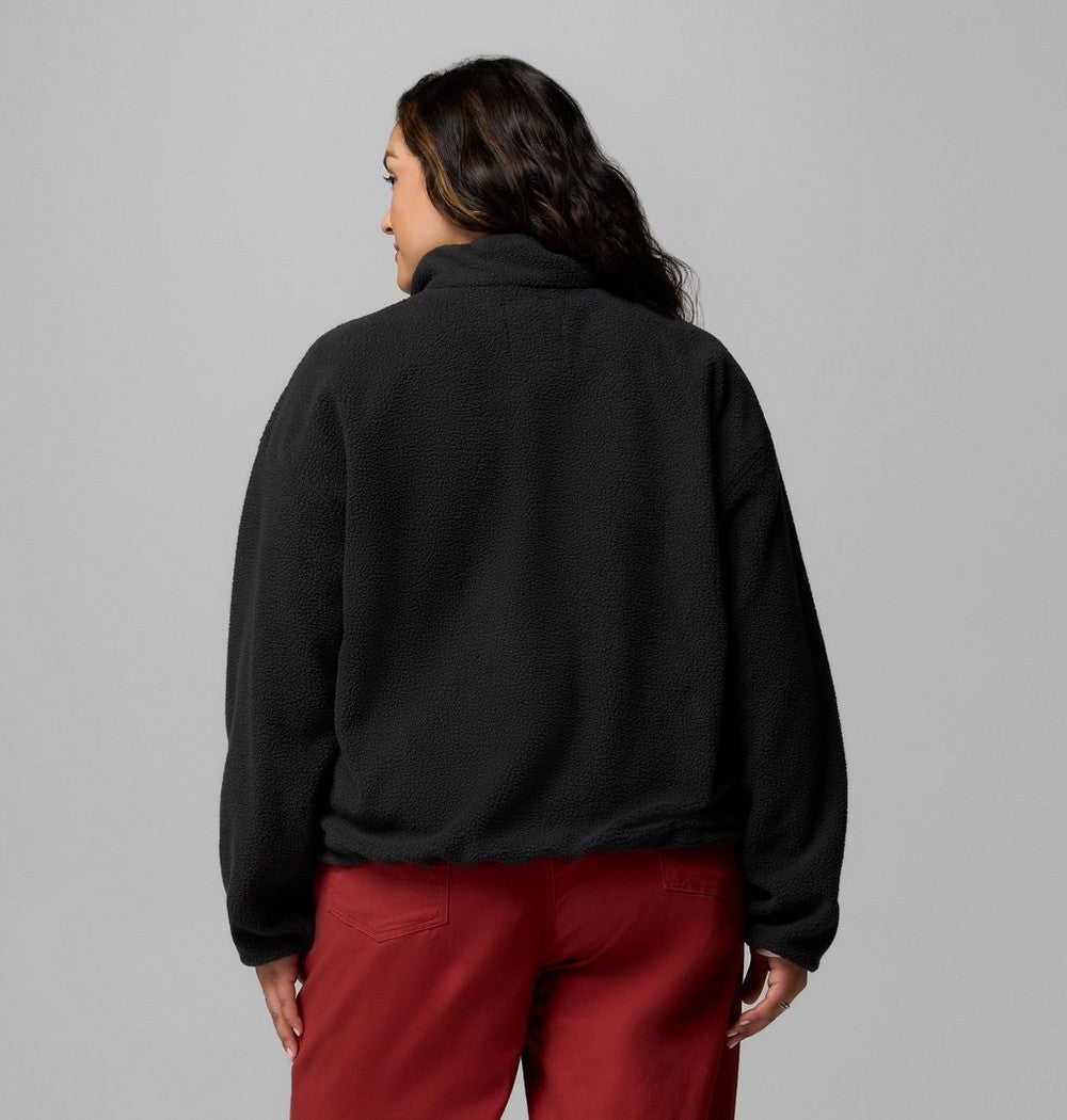 Women's Plus Cropped Sherpa Half-Snap Pullover - Tan