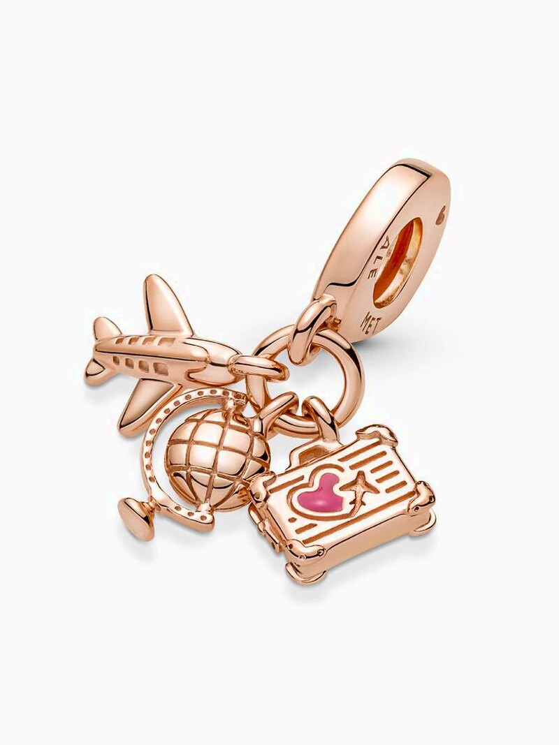 Travel Triple Dangle Charm - Rose Gold