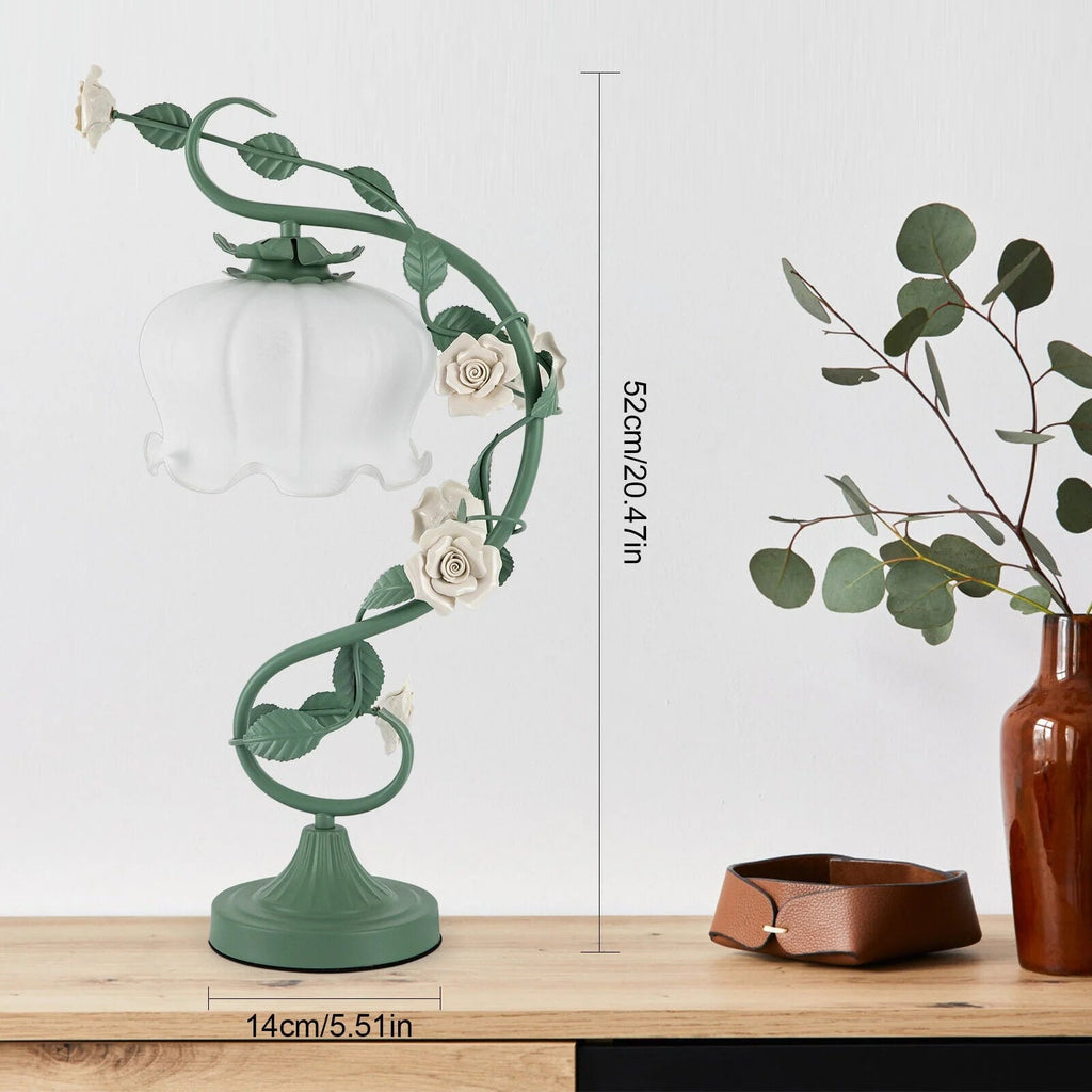 Rose Flower Table Lamp, Green, 60W Max