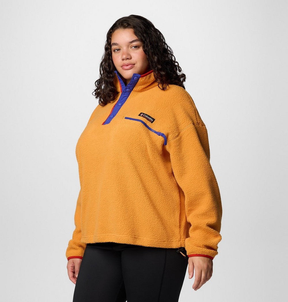 Women's Plus Cropped Sherpa Half-Snap Pullover - Tan