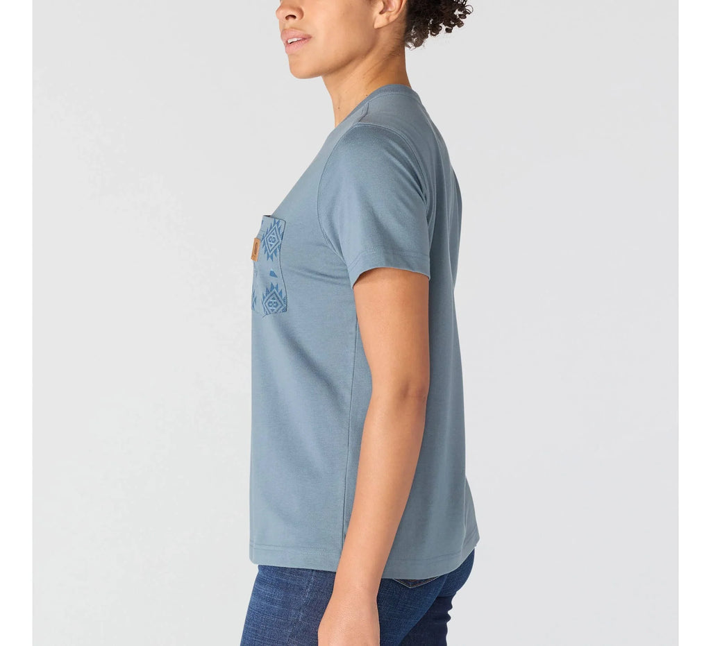 Women's Printed Pocket T-Shirt - Blue