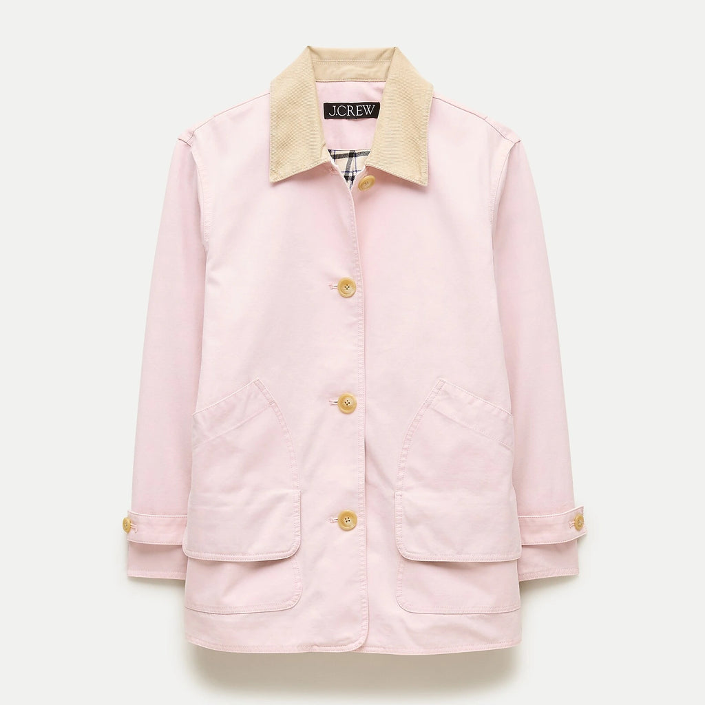 Women's Canvas Jacket With Corduroy Collar - Camel