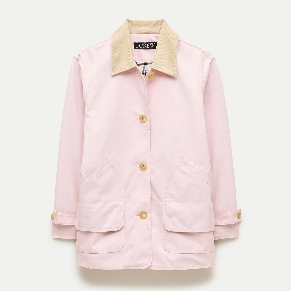 Women's Canvas Jacket With Corduroy Collar - Camel