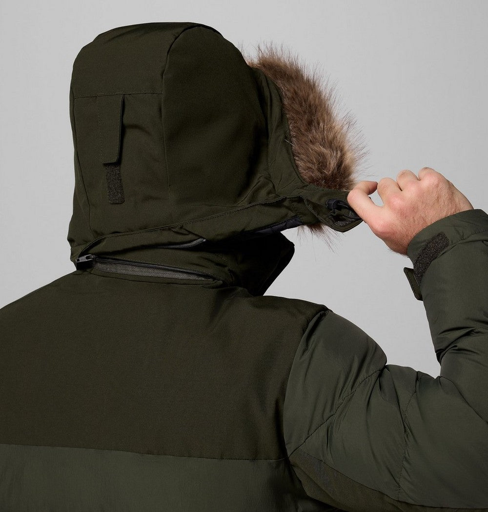 Men's Hooded Insulated Parka - Brown Black