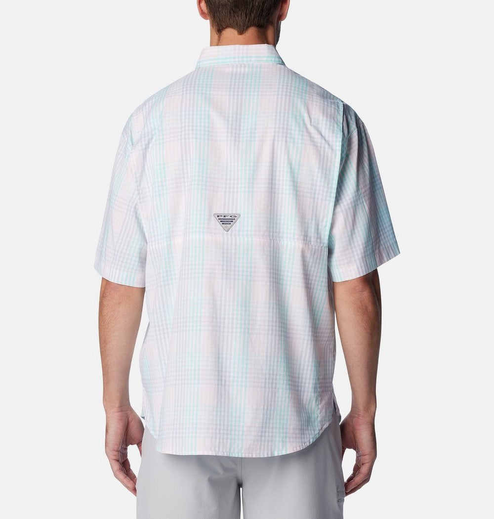 Men's Vented Short-Sleeve Fishing Shirt - Green Gingham