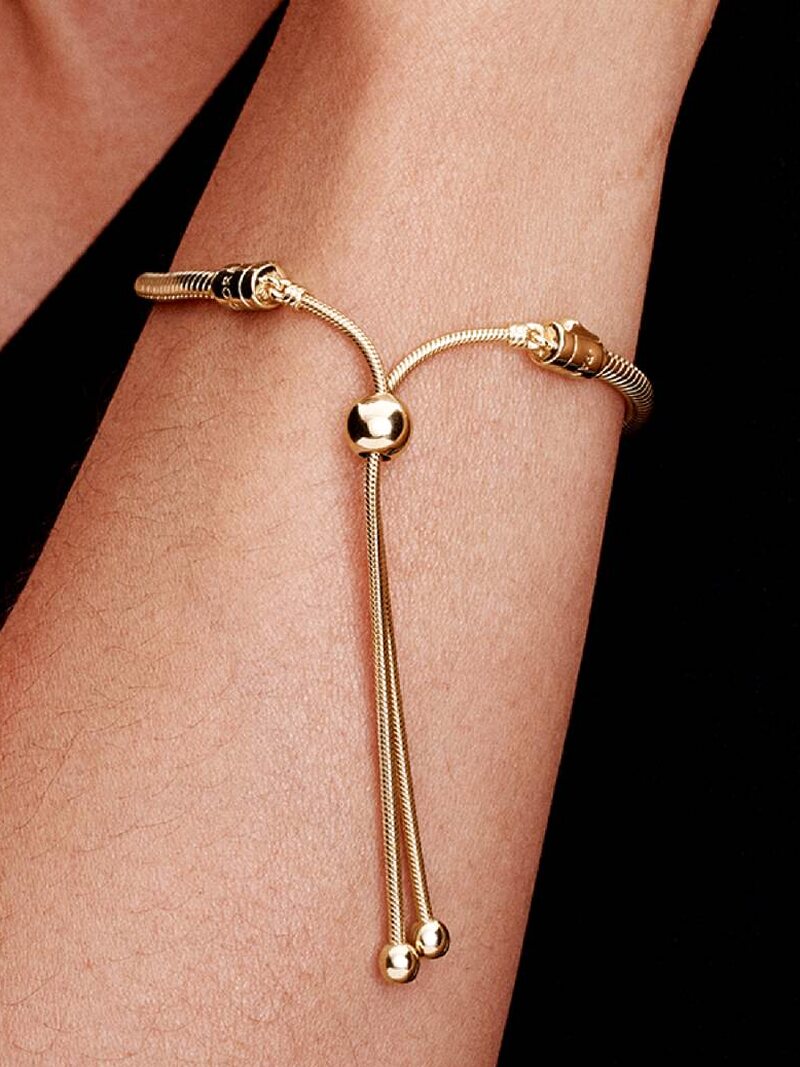 Gold-Plated Adjustable Slider Charm Bracelet