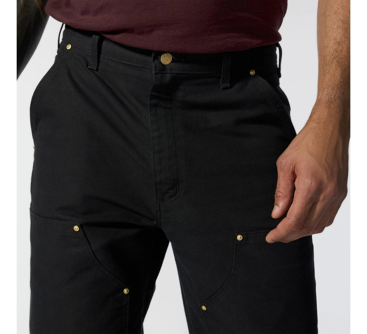 Men's Double-Knee Cotton Canvas Work Pants - Black