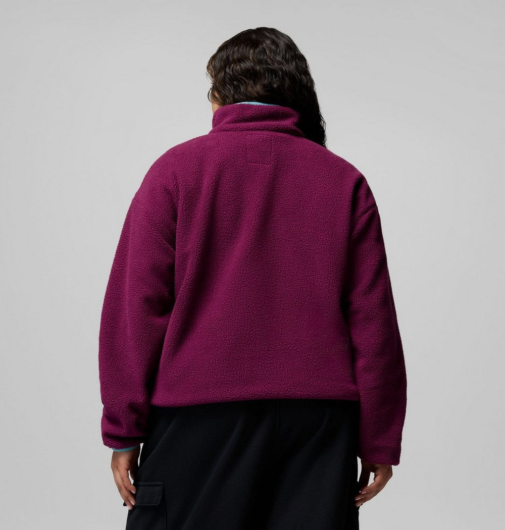Women's Plus Cropped Sherpa Half-Snap Pullover - Tan