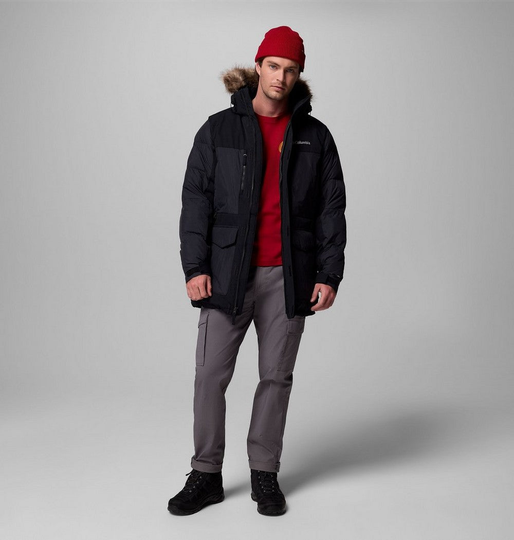 Men's Hooded Insulated Parka - Brown Black