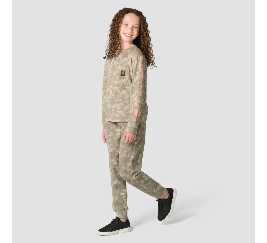Girls' Long-Sleeve Camo Pocket T-Shirt
