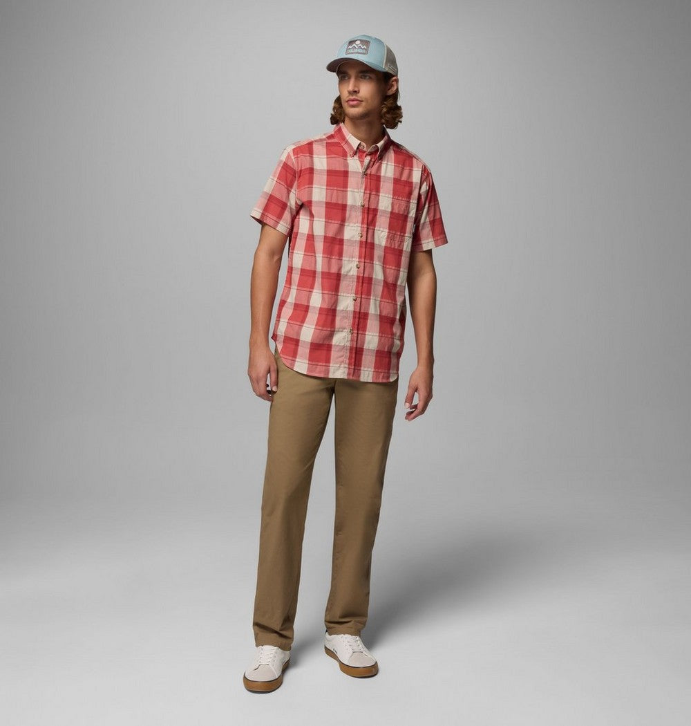 Men's Stretch Short Sleeve Plaid Shirt - Navy