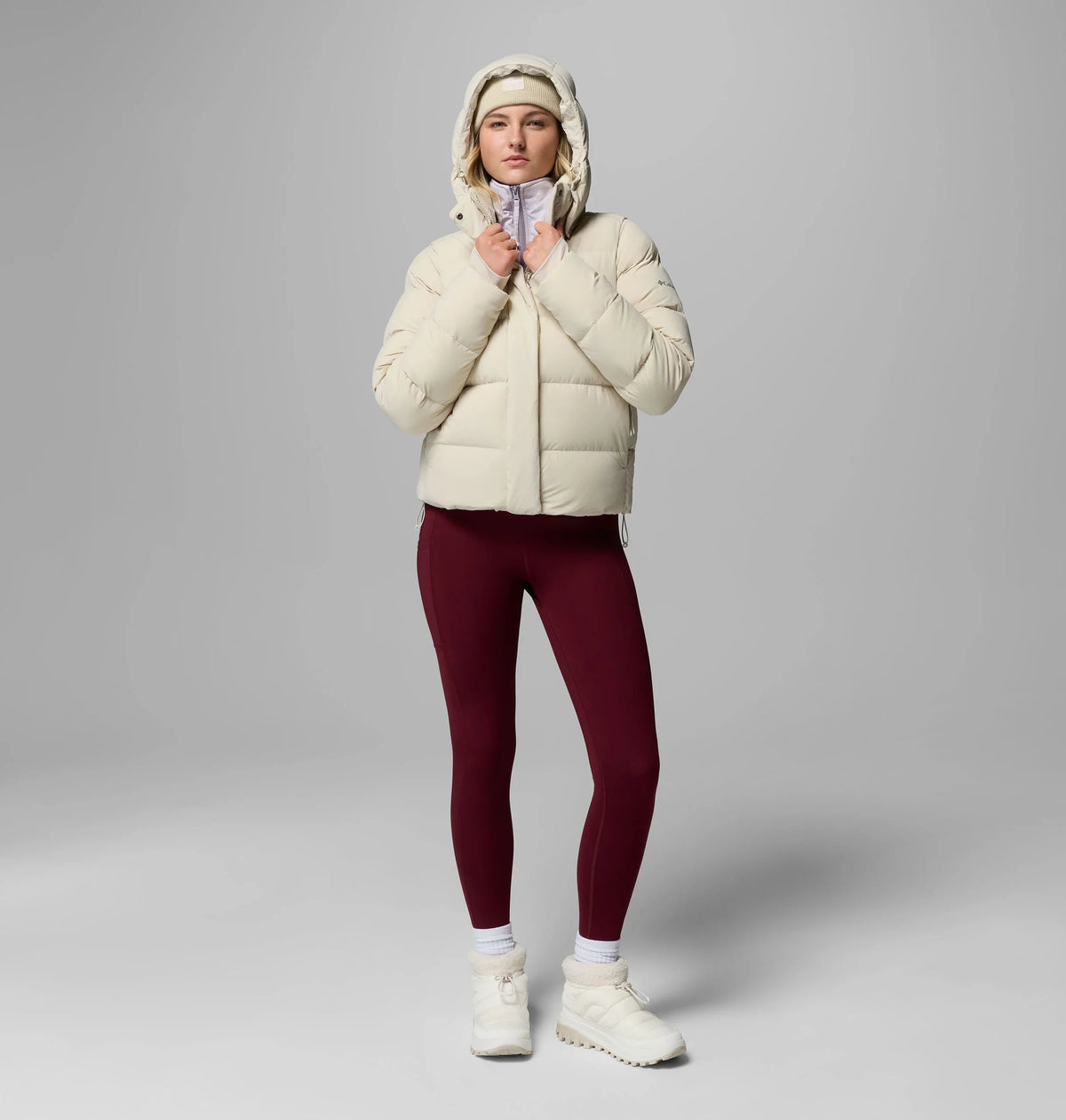Women's Hooded Down Puffer Jacket - Grey