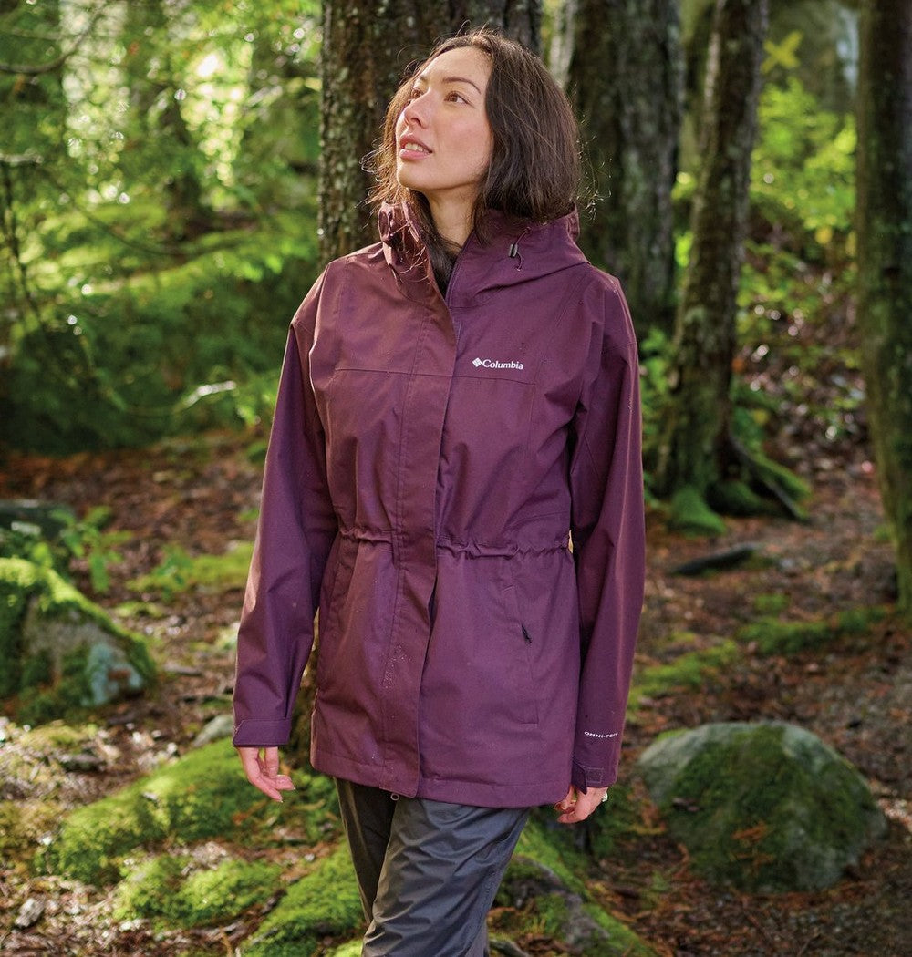 Women's Long Waterproof Rain Jacket - Mauve