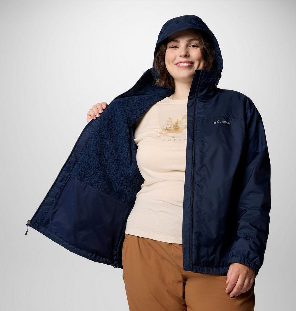 Women's Sherpa-Lined Rain Jacket - Green